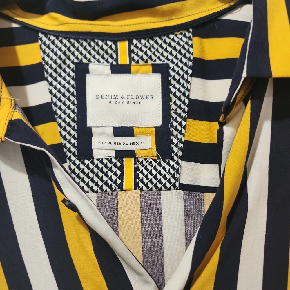 Striped Yellow and Black Men's Shirt - Picture 4 of 6